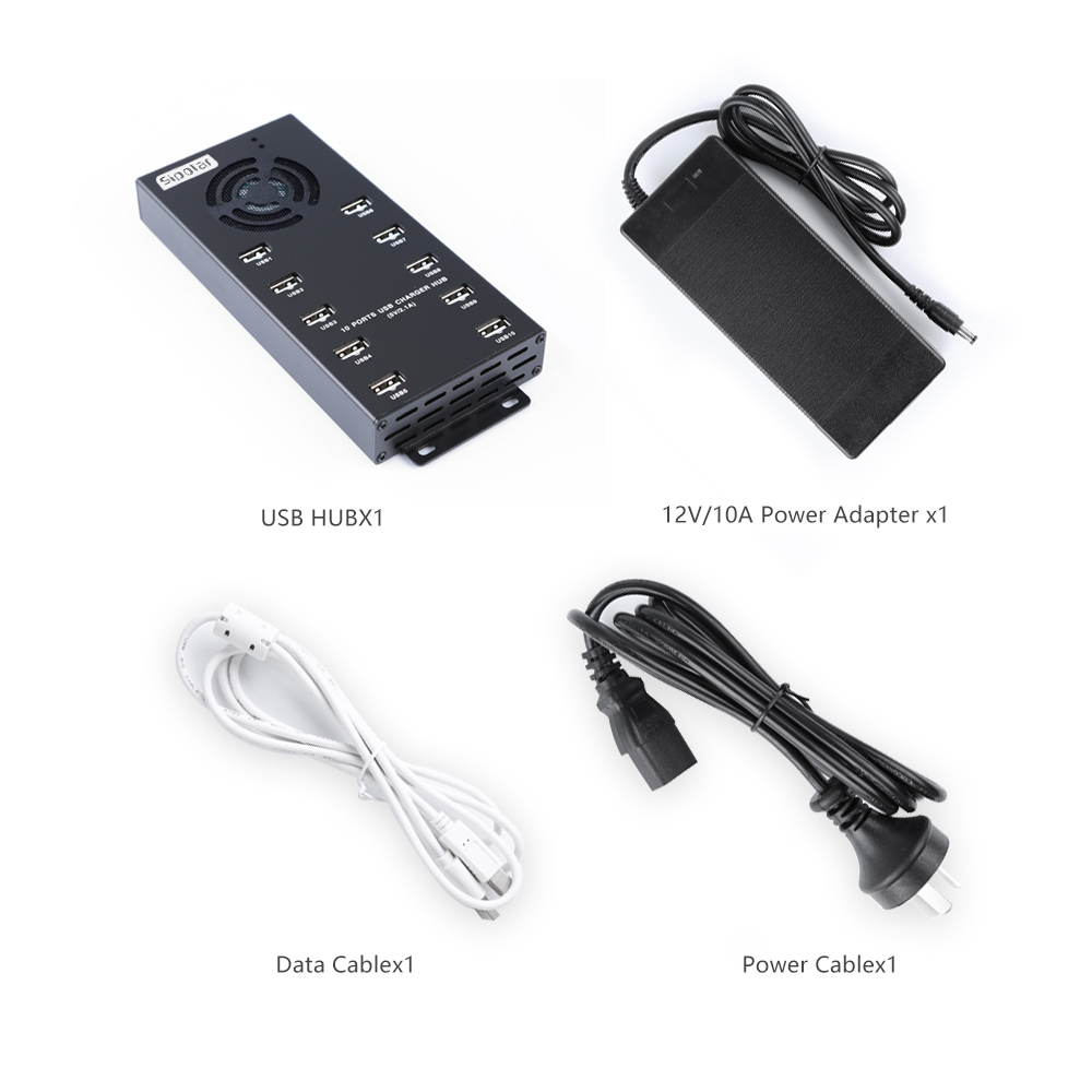 Usb Hub - 10ポート高速充電USBハブ自動検出最適電流最大2.0Aクイックチャージドック（iPad、タブレット、携帯電話用）