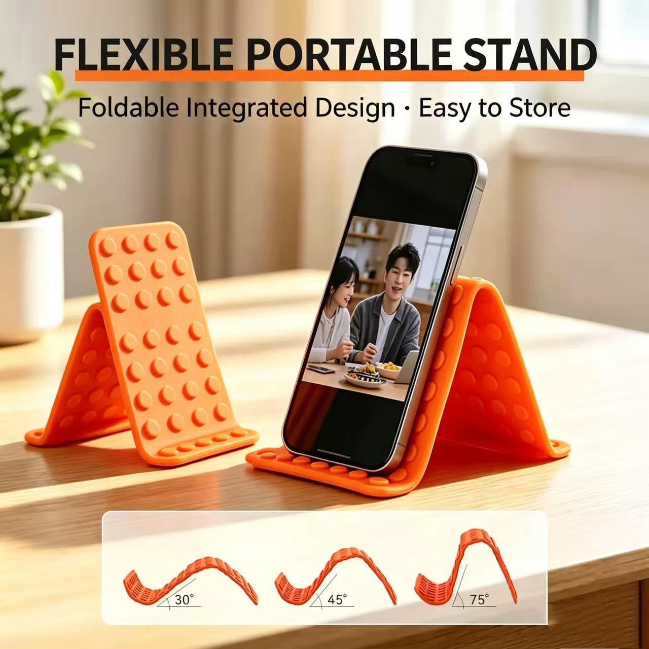 Laptop Stand - 携帯用ユニバーサル携帯電話スタンド、角度調整可能なシリコン製デスクトップタブレット・ノートパソコンホルダー、折りたたみ式変形ブラケット（フック付き）