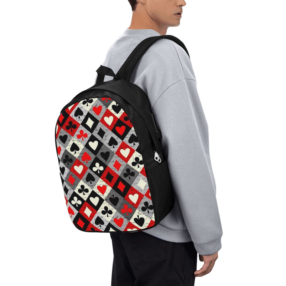 Laptop Bag - トランプポーカープリントバックパック旅行ノートブックバッグコンピュータ大学生スクールバッグラップトップショルダーバッグ男性女性用
