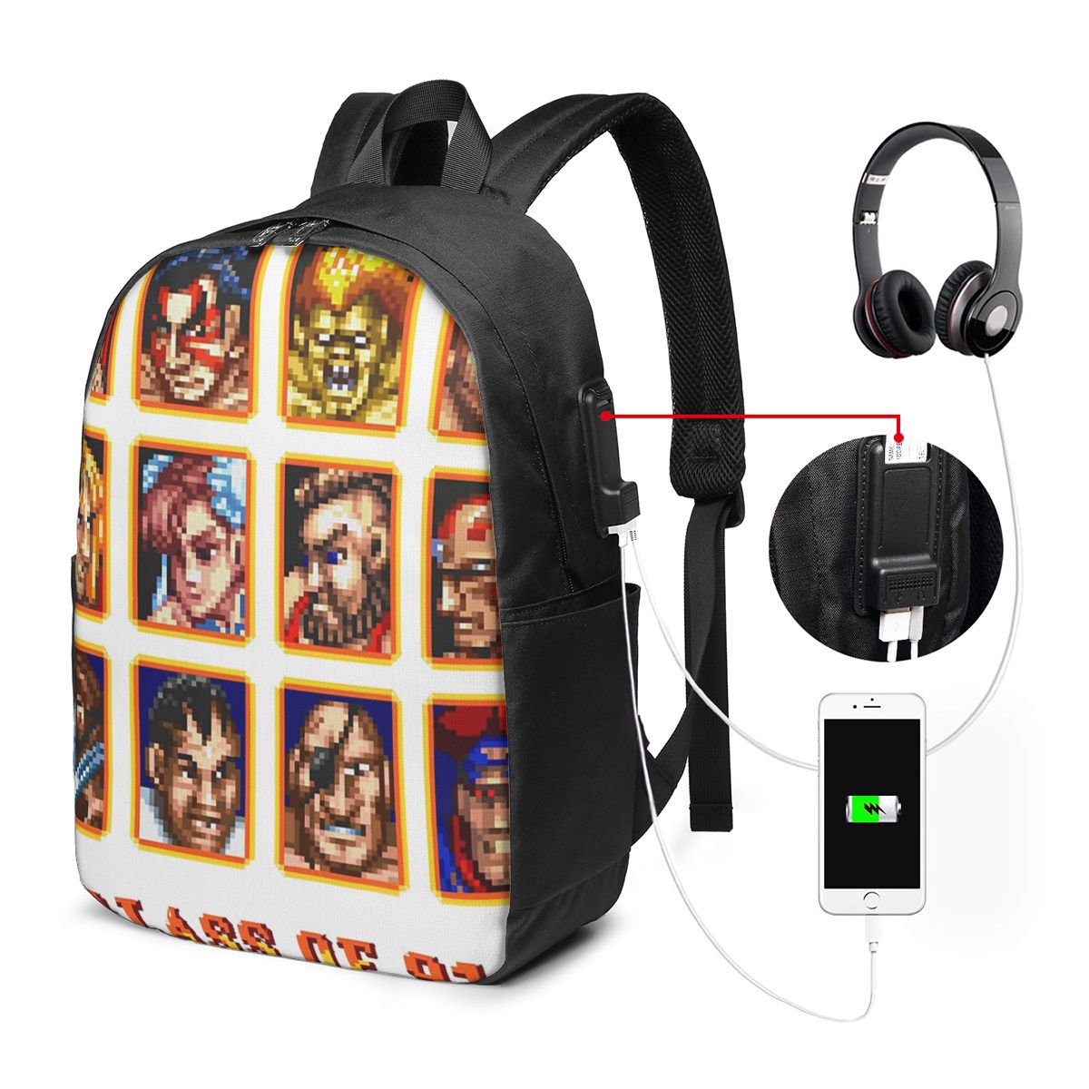 Laptop Bag - Defeated Portraits スーパーストリートファイター バックパック トラベルノートブックバッグ コンピューター