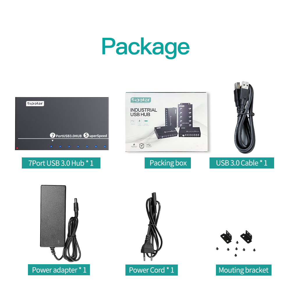 Usb Hub - A173 7 ポート USB3.0 金属工業用ハブ 12V