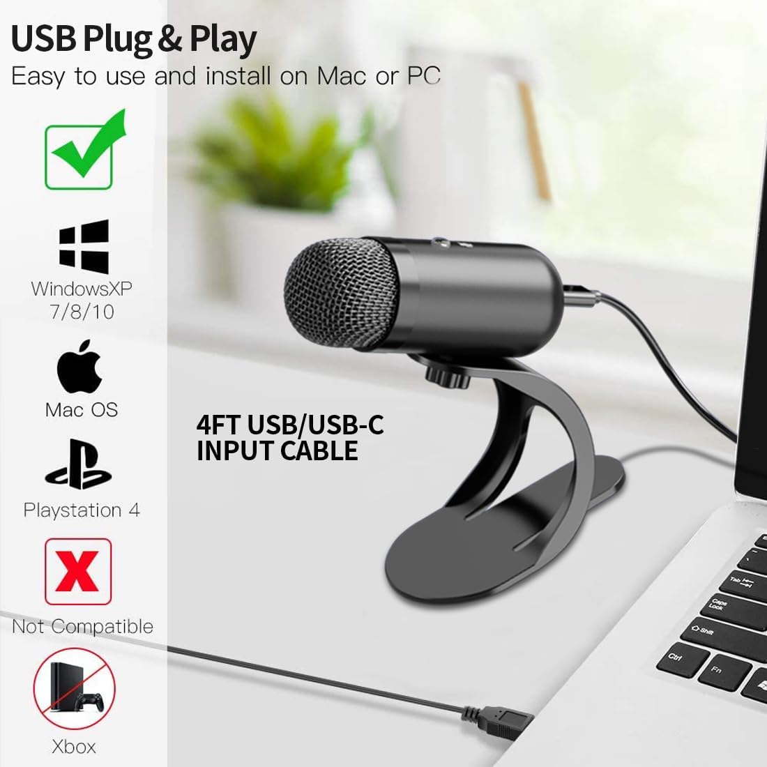 Usb Hub - プロ仕様USBコンデンサーマイク、会議用マイク、デスクトッププラグアンドプレイゲーミングマイク、YouTubeストリーミング、ポッドキャスティング用