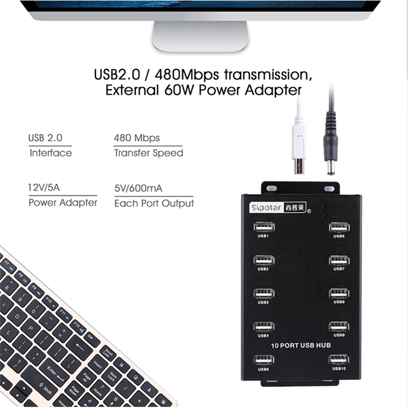 Sipolar USBデスクハブ A-300 10ポートUS - Usb Hub のレビューと価格