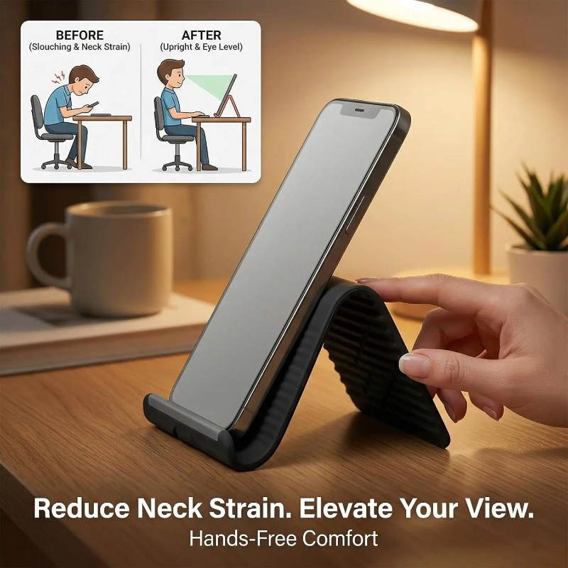 柔軟で折りたたみ可能なシリコン製携帯電話ホルダー、ポータブル - Laptop Stand のレビューと価格