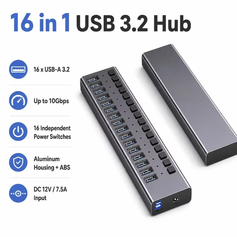 AP01 16ポート電源付きUSB 3.2 Gen2ハブ 1 - Usb Hub のレビューと価格