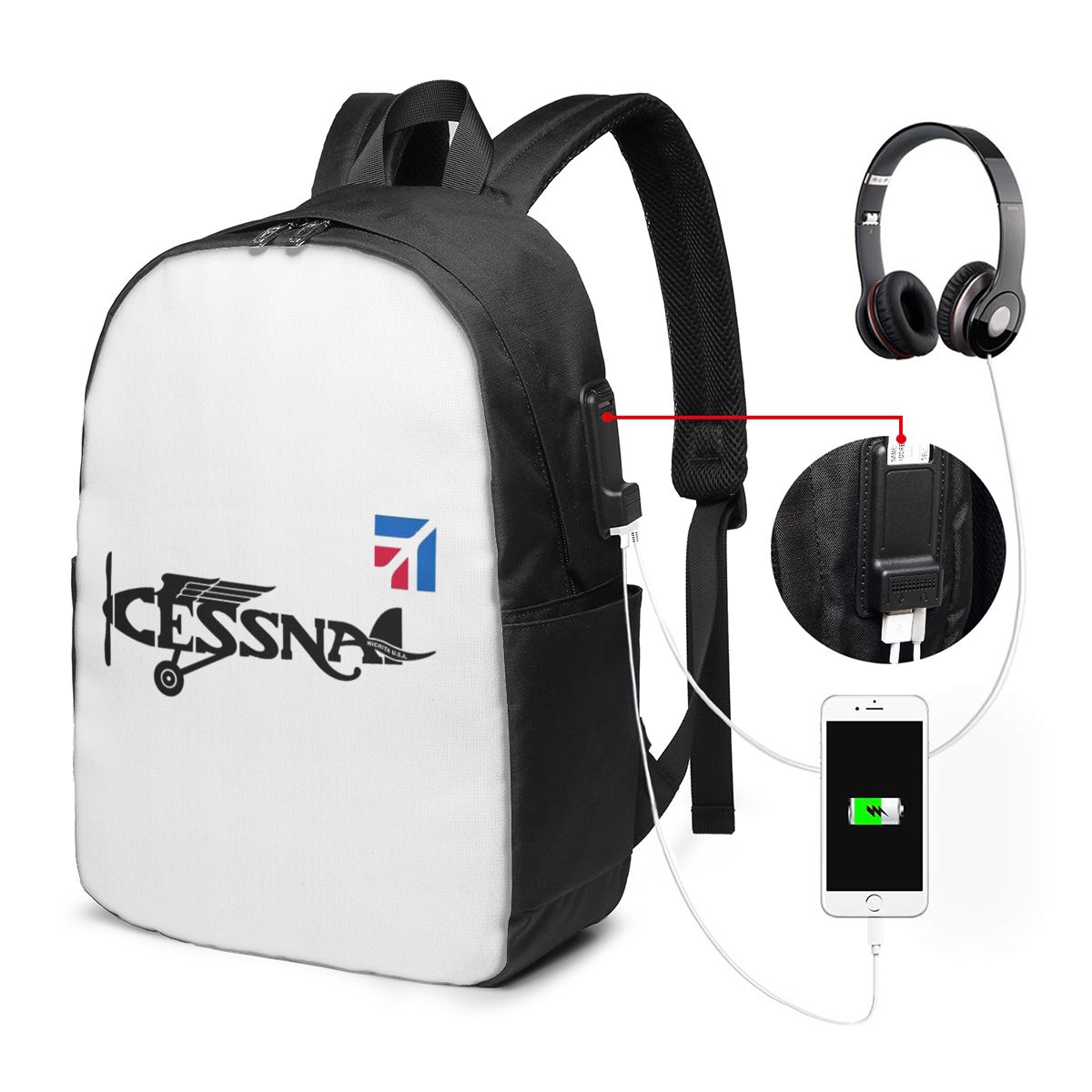 セスナロゴバックパック旅行ノートブックバッグコンピュータ大学 - Laptop Bag のレビューと価格