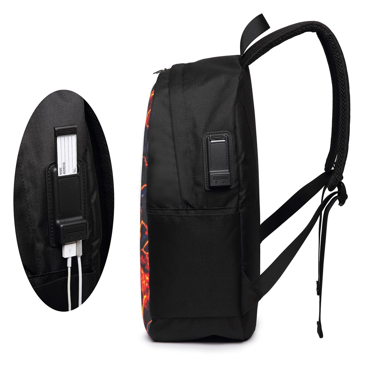 マグマ火山溶岩火災バックパック旅行ノートブックバッグコンピュ - Laptop Bag のレビューと価格