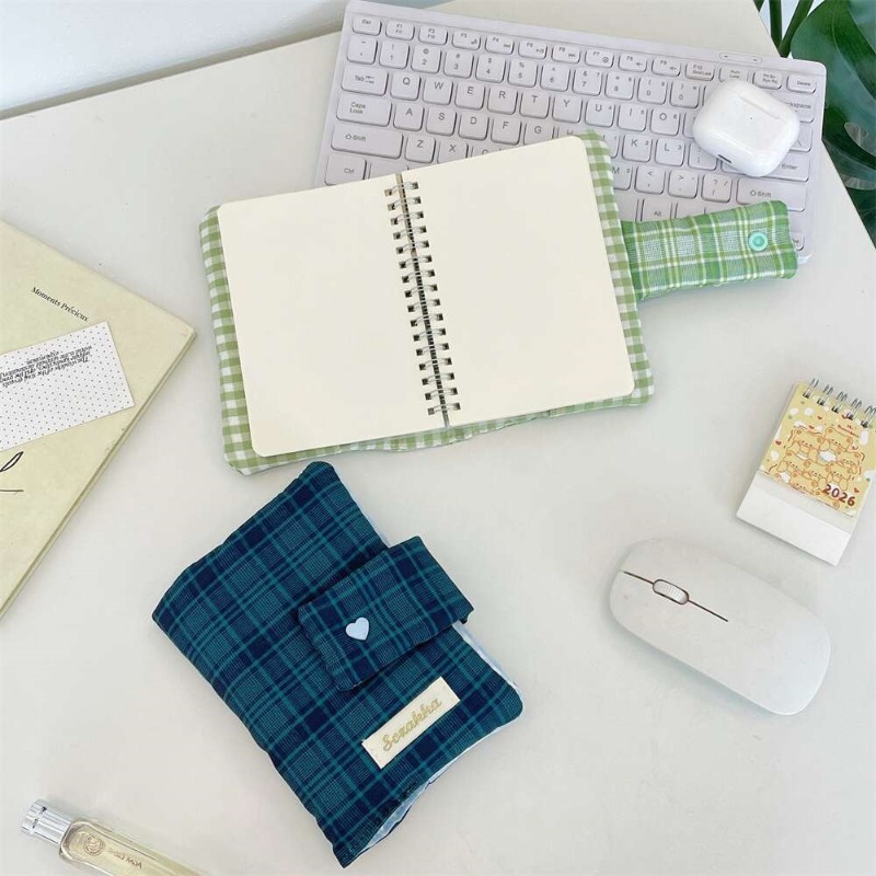 緑と白のギンガムチェック柄、手作りのジャーナル用布製カバー、 - Laptop Sleeve のレビューと価格