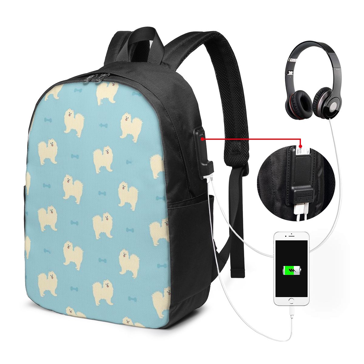 サモエド犬バックパック旅行ノートブックバッグコンピュータ大学 - Laptop Bag のレビューと価格