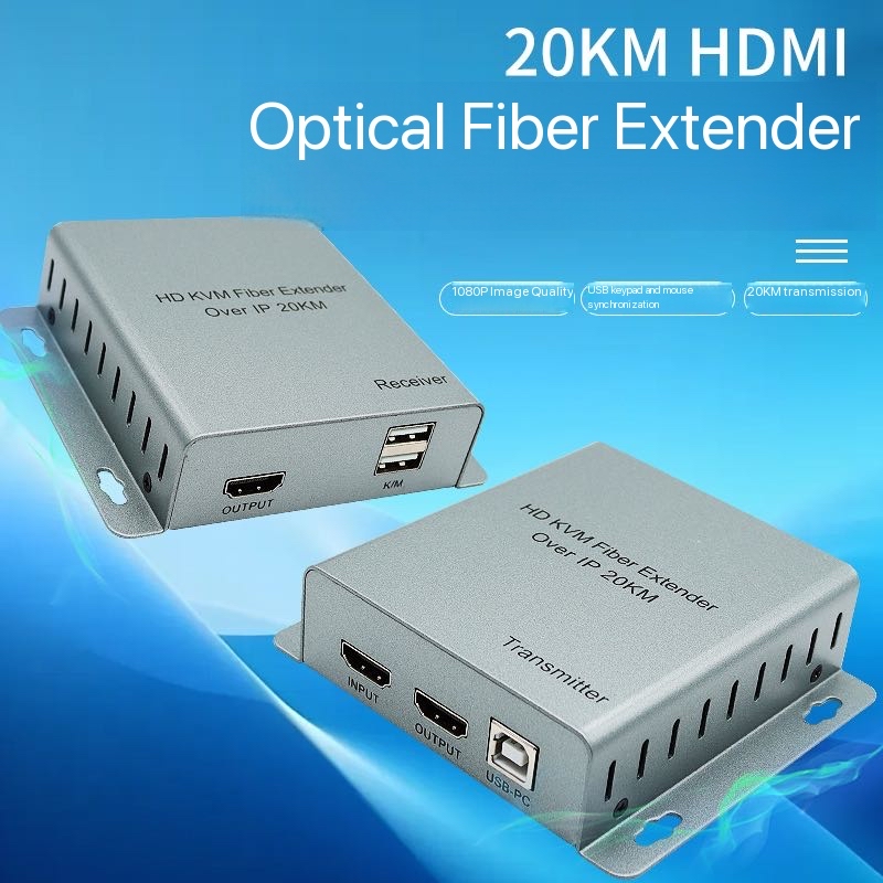 20km光ファイバーケーブル伝送 HDMI USB KVMエ - Hdmi Cable のレビューと価格