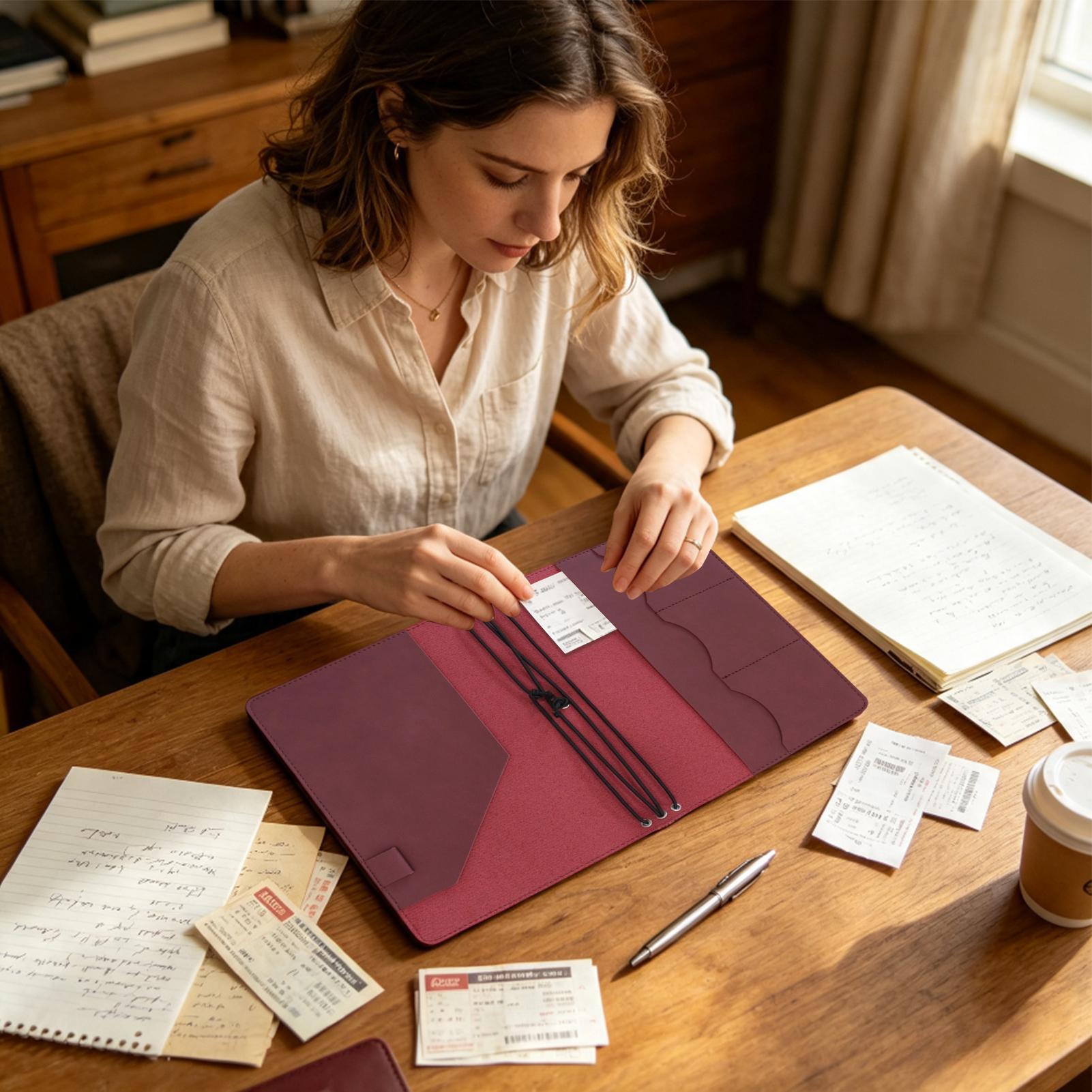 A5サイズのジャーナルカバー。ヴィンテージ風のPUレザー製。 - Laptop Sleeve のレビューと価格