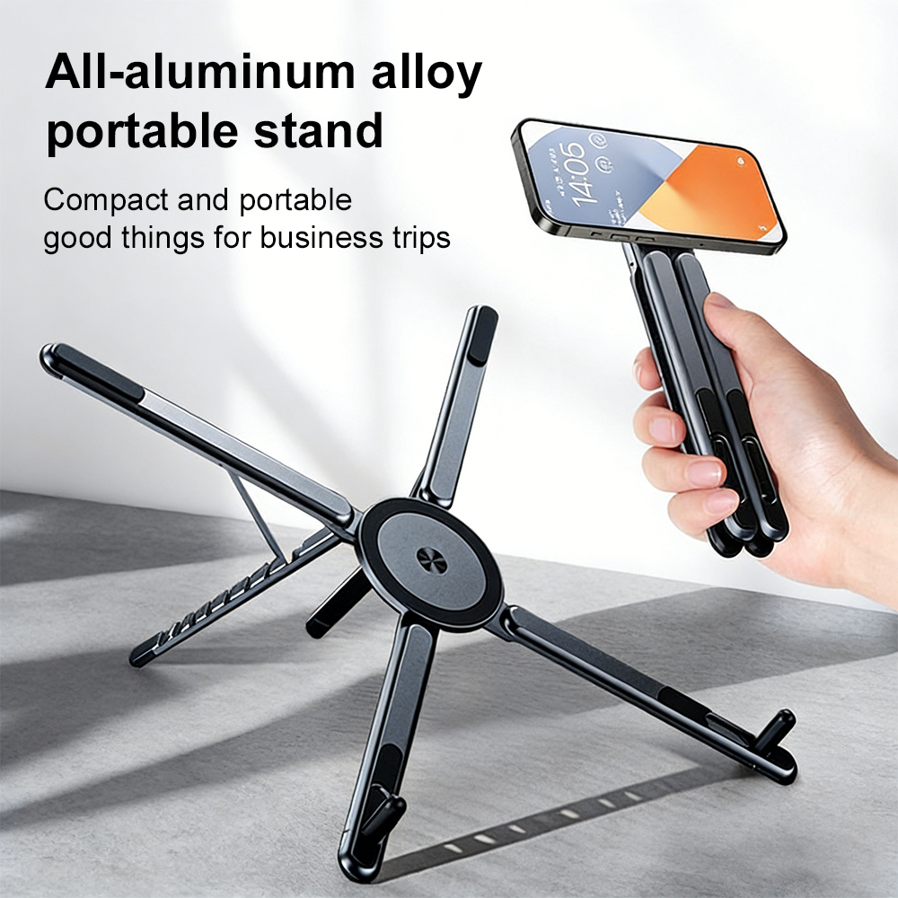 携帯電話用マグネット式ホルダー＆自撮り棒 3-in-1 折り - Laptop Stand のレビューと価格